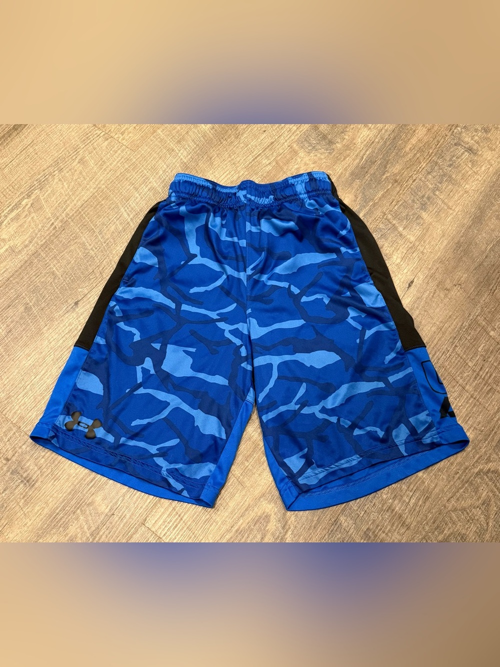 Under Armour logo shorts blue camouflage pattern YM
